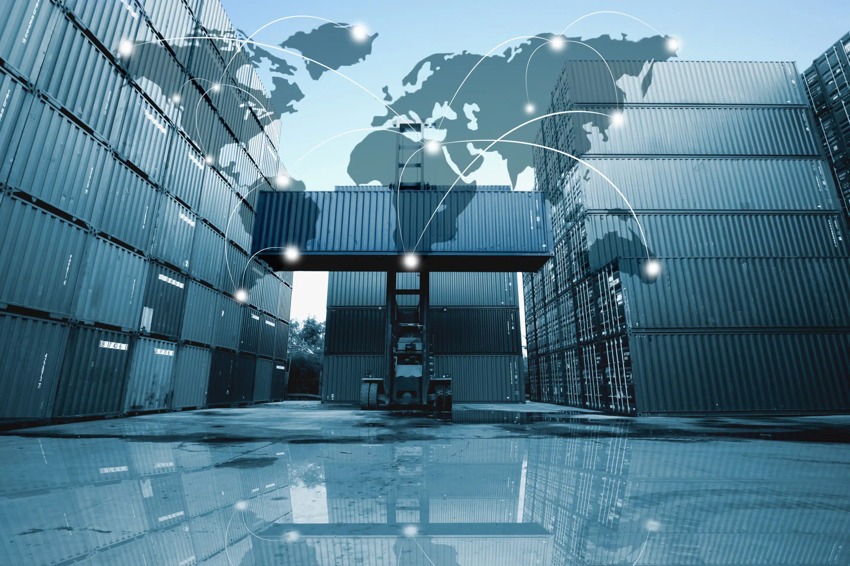 Global logistics network transportation map signifying trade - Services offered by Texas Global Services