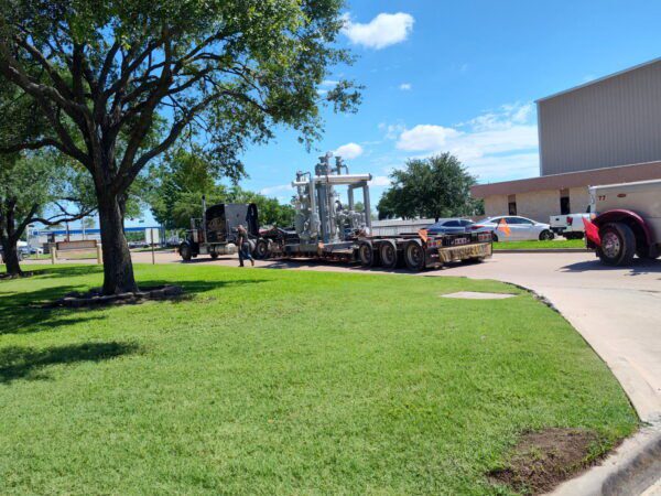 Flatbed with overweight load Over Dimensional load on trailer - Overweight ready to roll