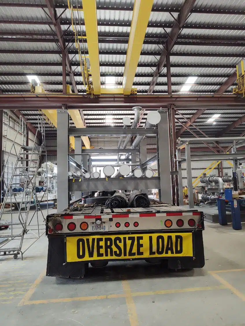 Chiller System loaded onto Flatbed Trailer