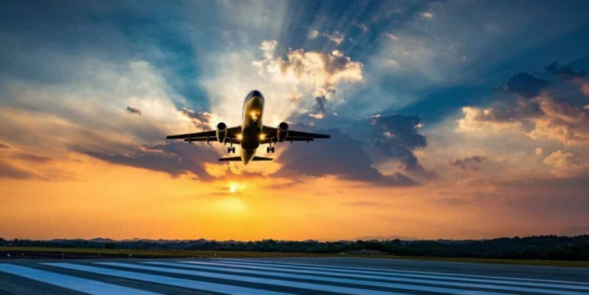 Airplane taking off in sunset - Air Freight Forwarder