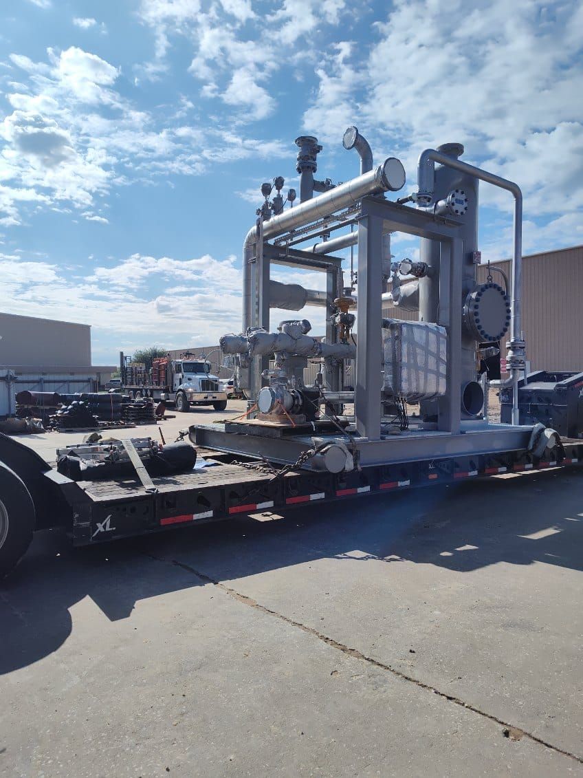 Texas Global Services Project Trucking Job. Air Conditioner component loaded.